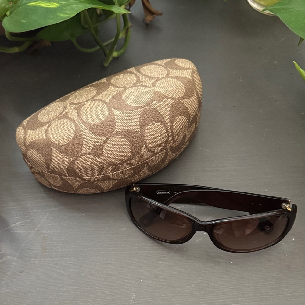 Coach Lisbeth S823 Dark Brown Sunglasses with Patterned Case